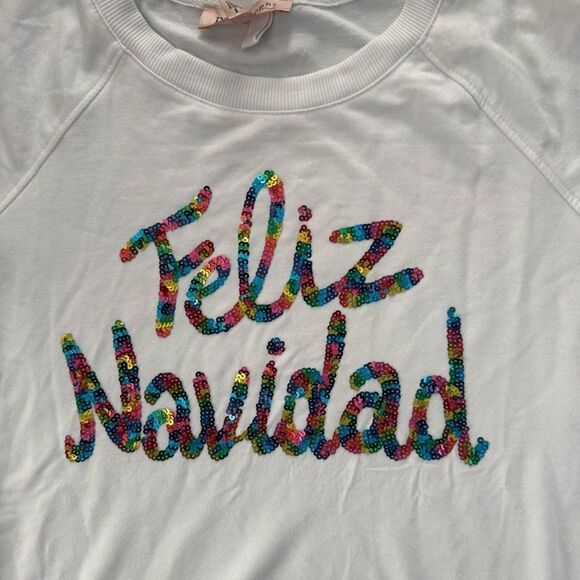 Philosophy White Feliz Navidad Sequin Sweatshirt L NWT - Picture 4 of 4